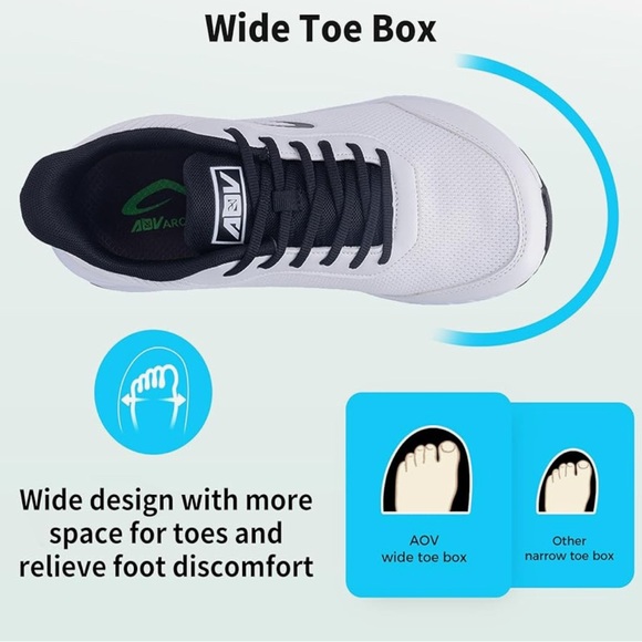 AOV ARCH SUPPORT White and Black Athletic Men's Shoes - Picture 2 of 6